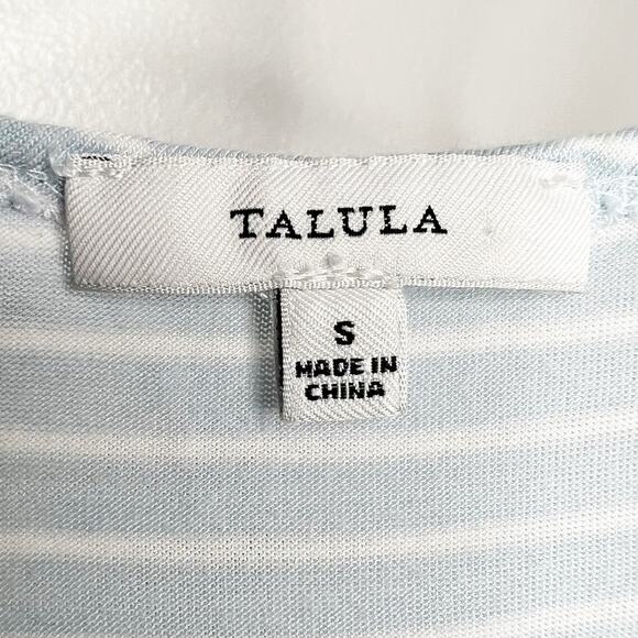 TALULA Cropped Striped Tank Top Scoop Neck Loose Fit Light Blue White Size S - Picture 8 of 10